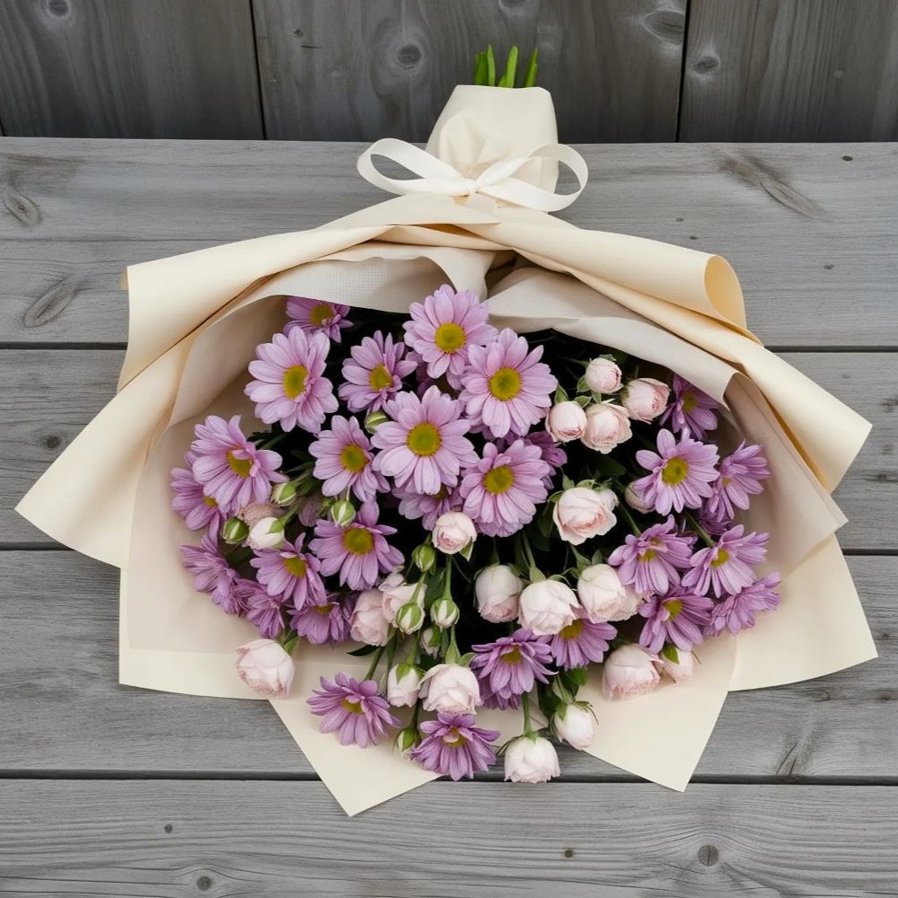 Букет цветов из: Розы и Хризантемы в Захарово Раменского района