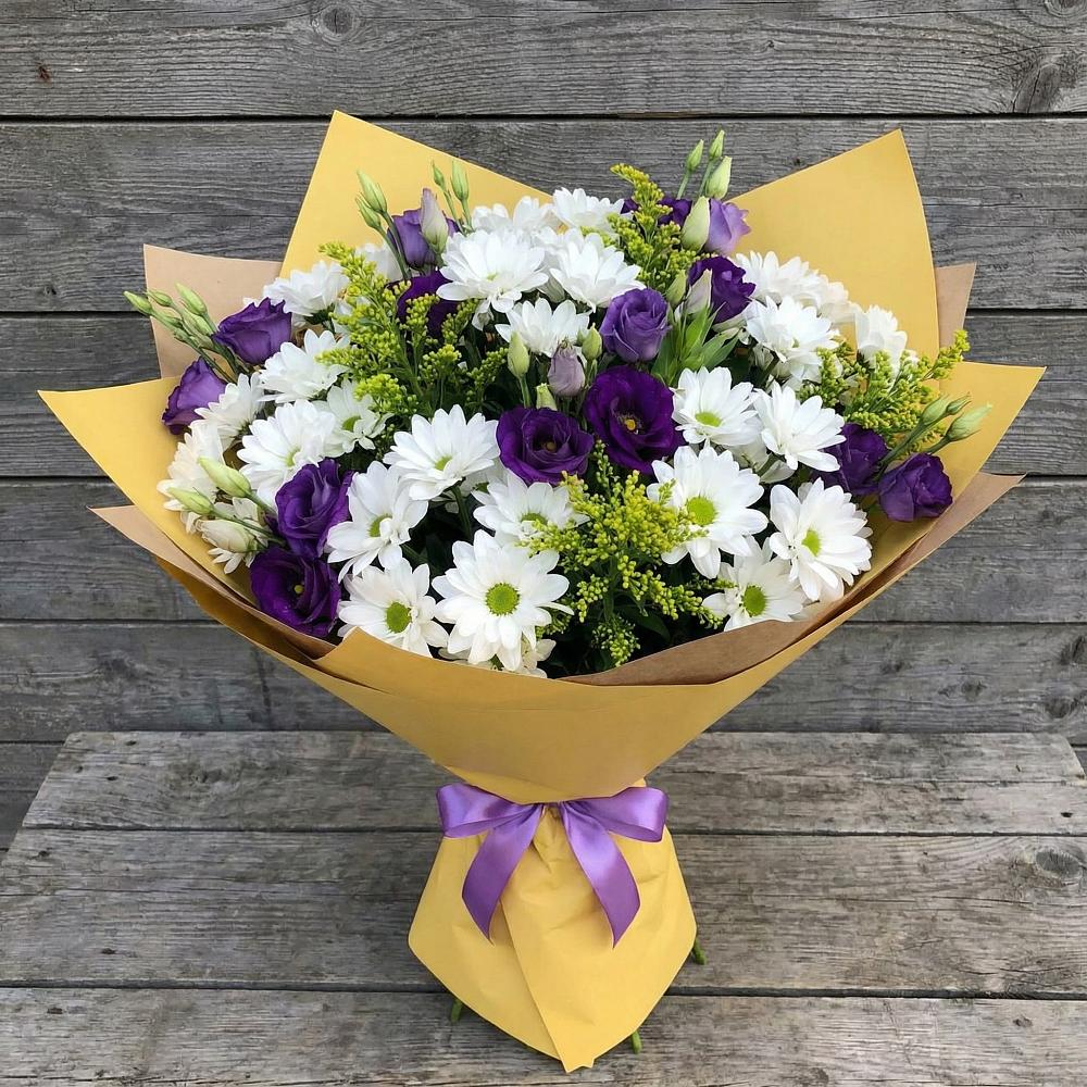 Букет цветов из: Ирисы, Хризантемы и Ромашки в Захарово Раменского района
