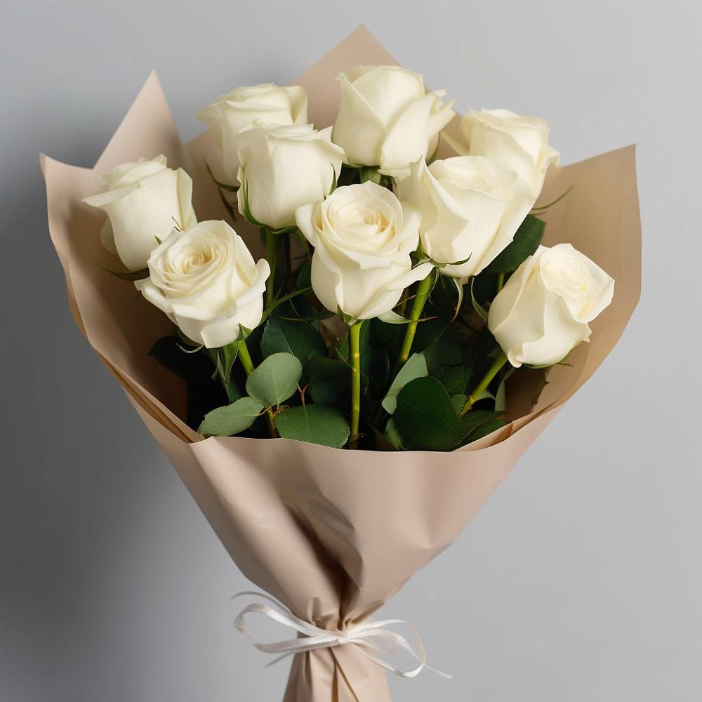 Букет 9 Белых роз Эдлесс Лав в Захарово Раменского района