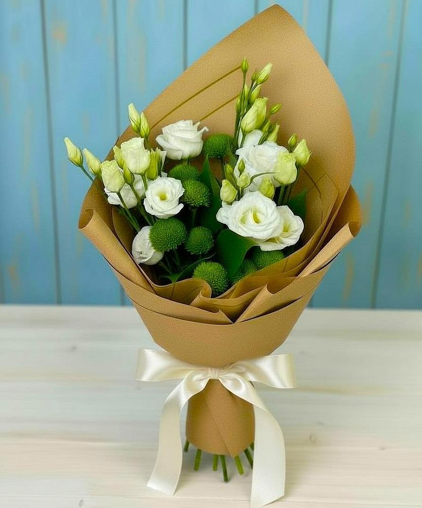 Букет цветов из: Хризантемы и Лизиантусы в Захарово Раменского района