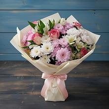 Букет цветов из:  Хризантемы, Альстромерии и Розы в Захарово Раменского района