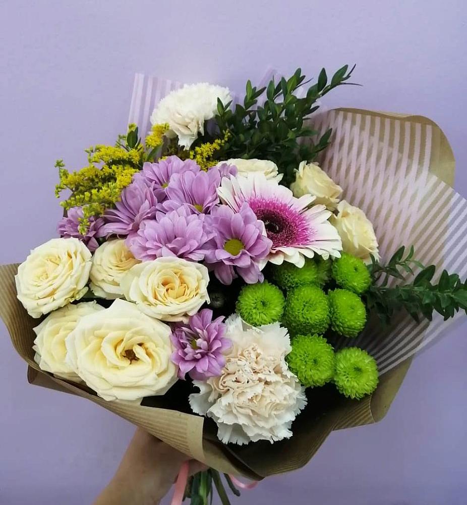 Букет цветов из: Хризантемы, Розы, Гвоздики и Герберы в Захарово Раменского района