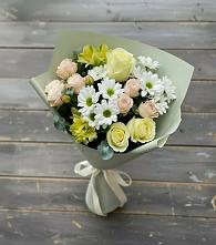 Букет цветов из:  Альстромерии, Розы и Хризантемы в Захарово Раменского района